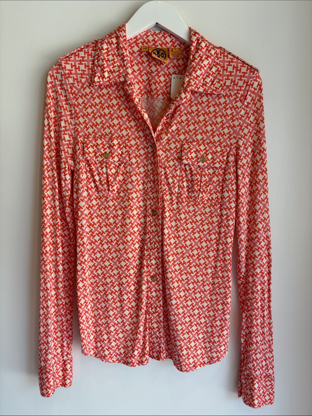 Vintage Tory Burch Orange Patterned Women’s Shirt